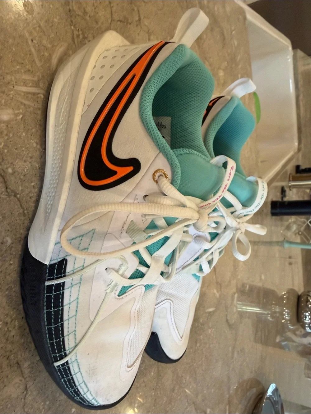 Nike White Teal Black Orange Women’s Athletic Sneakers